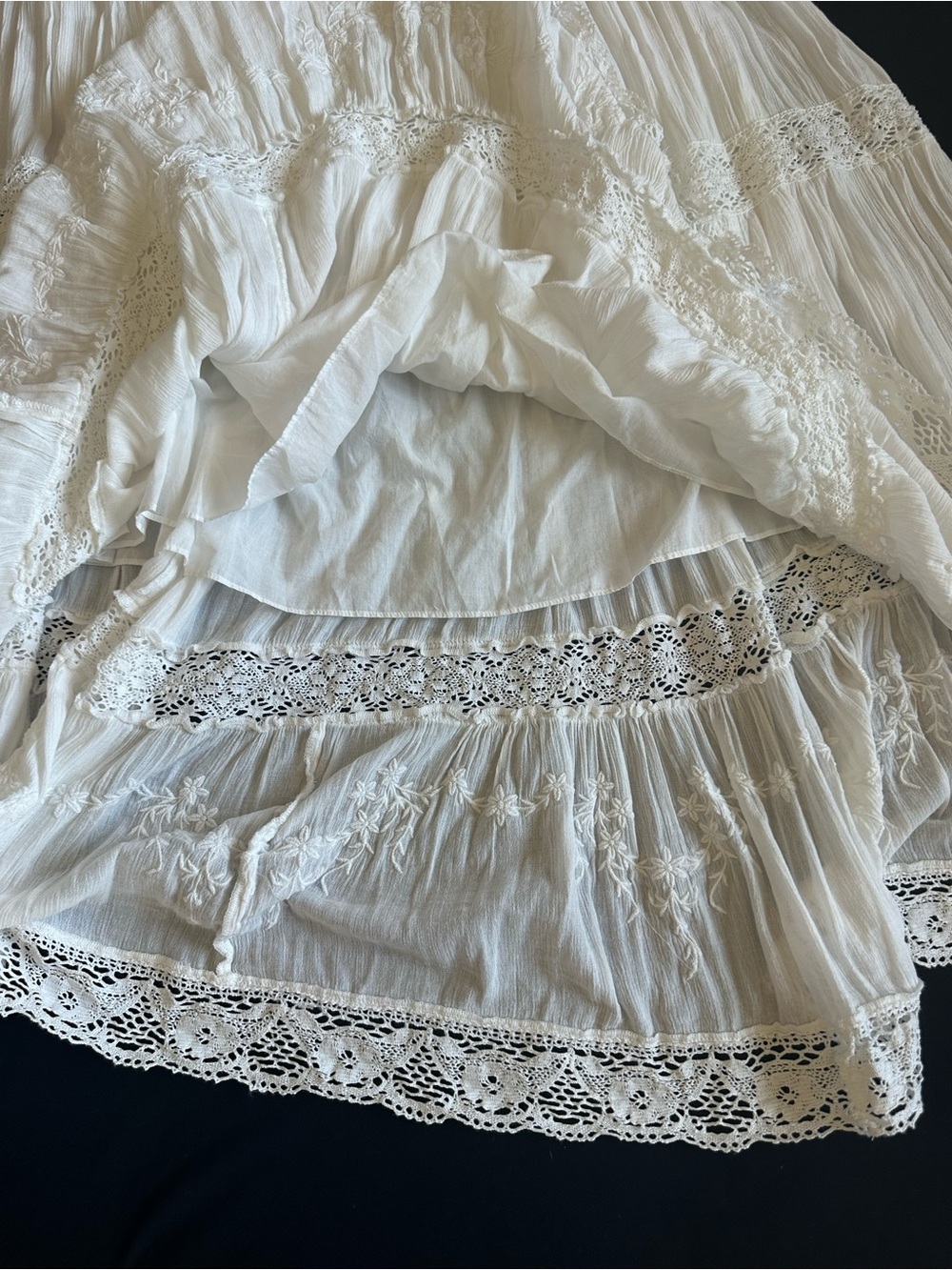 Denim & Supply Ralph Lauren White Lace-Trim tier Maxi Dress boho Large discontin - Picture 4 of 16